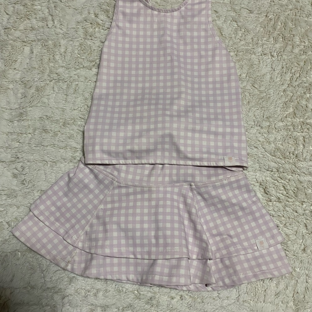 Sweet Honey - Purple Gingham Tank and Skirt Set